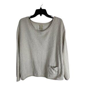 J Jill Womens Sweater Size 2x Beige Pocket Pullover Casual Work Wear Long Sleeve